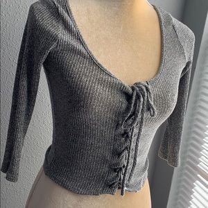 L.A. Hearts crop top gray adjust quarter slv xs